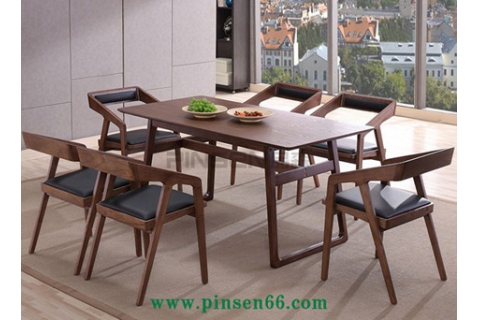 現(xiàn)代休閑簡約北歐軟墊實木餐桌椅組合-北歐餐桌椅定制廠家