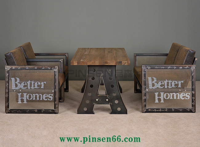 復古工業(yè)風鐵藝卡座沙發(fā)