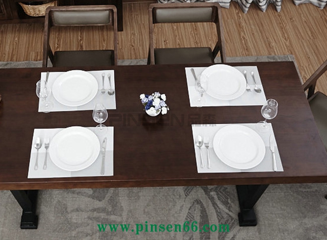 復(fù)古美式小戶型實(shí)木餐桌椅組合6人 簡約北歐鐵藝餐桌飯桌大長方桌