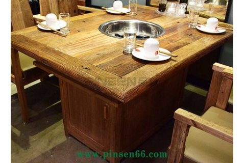 火鍋方桌 老榆木桌 個(gè)性方餐桌 火鍋店定制桌 餐廳休閑實(shí)木長桌