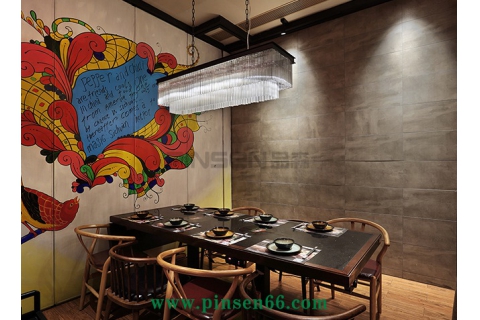 花椒遇見辣椒實(shí)木大理石火鍋餐桌椅