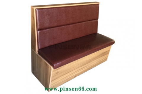 實(shí)木長(zhǎng)方條狀軟包火鍋卡座沙發(fā)餐桌椅